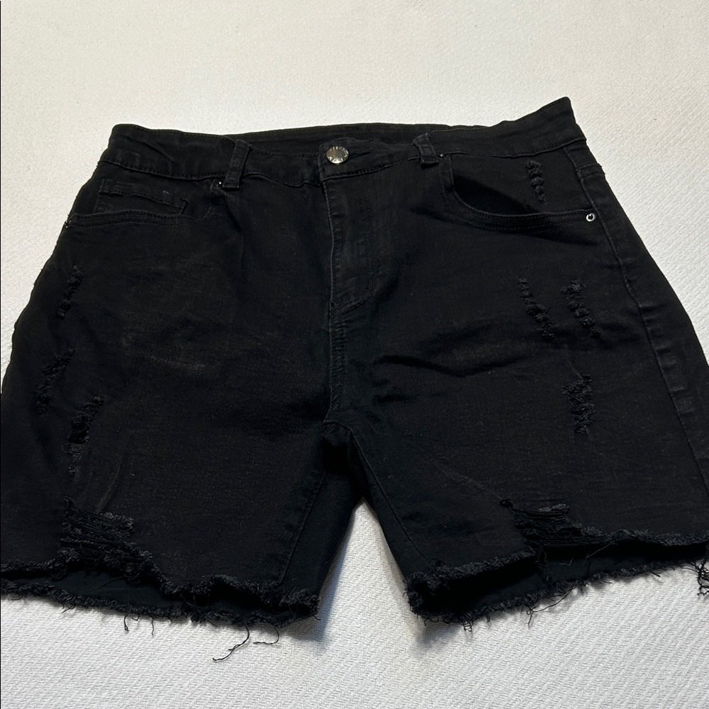 Black Distressed Women Shorts